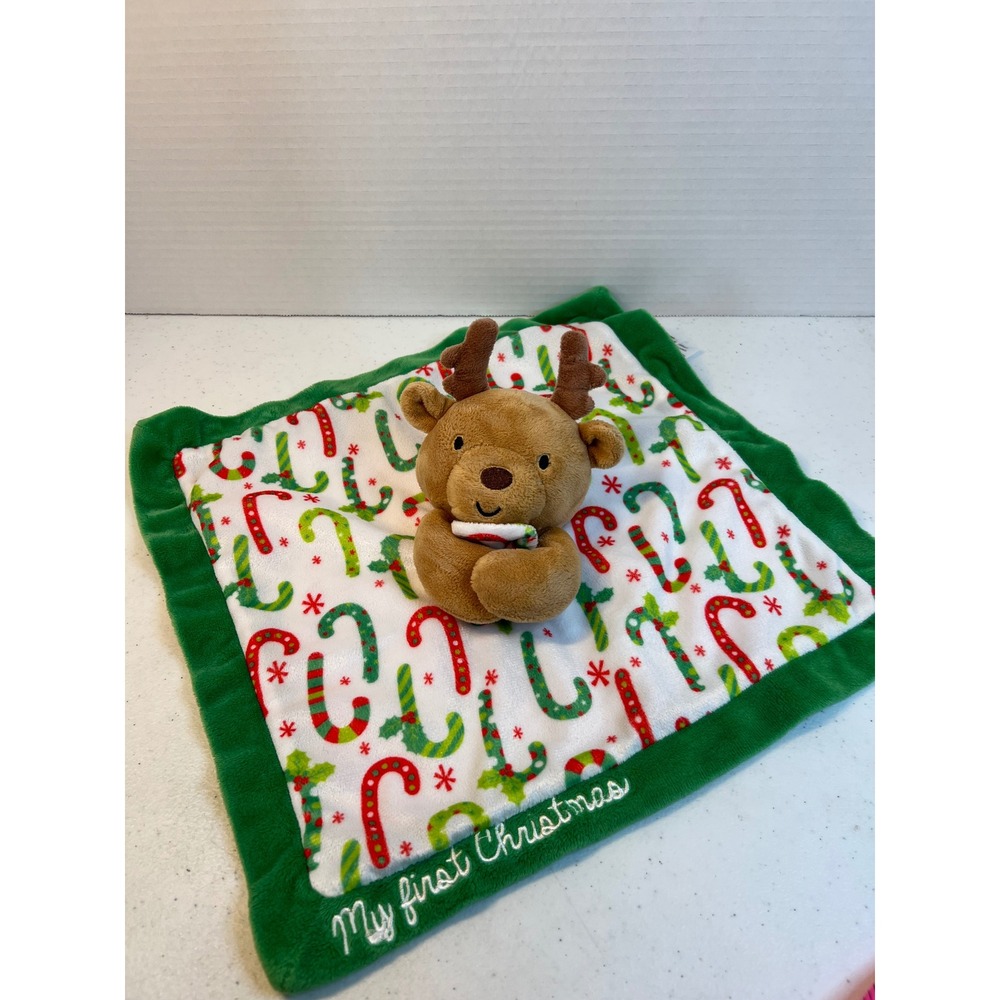 Baby Essentials My First Christmas Reindeer Security Blanket Candy Cane Lovey
